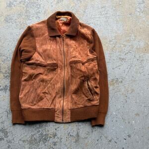 Vintage Sears Suede Leather Bomber Jacket Sz L